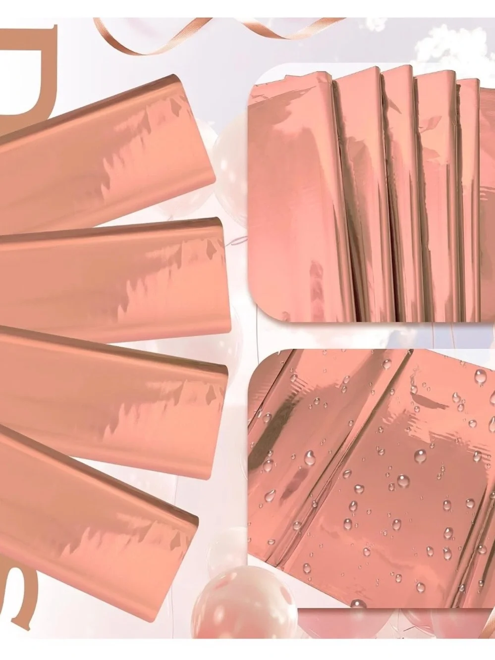 Rose Gold Party Tablecloth & Decor Set
